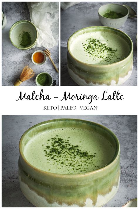 Moringa Latte, Vegan Latte, Tea Inspiration, Spirulina Smoothie, Matcha Recipes, Matcha Latte Recipe, Moringa Powder, Green Tea Powder, Latte Recipe