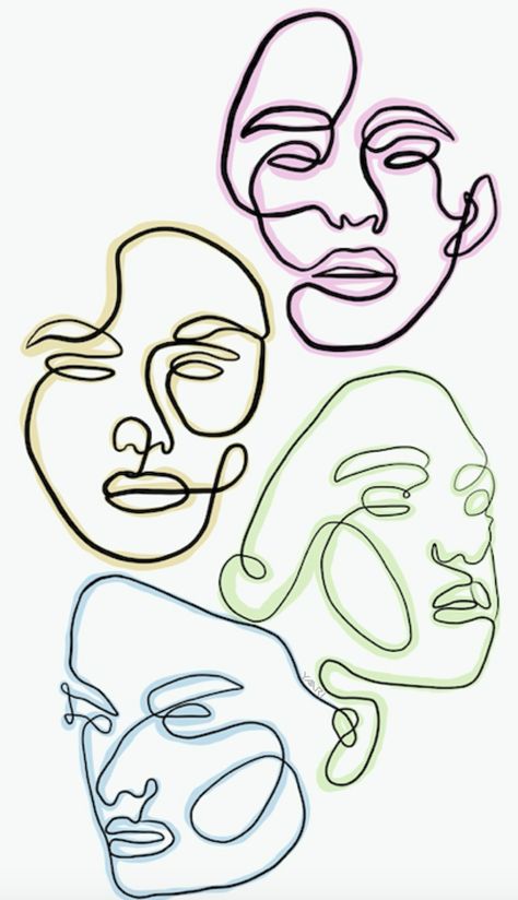 How To Draw An Abstract Face, Canvas Face Art, Doodle Drawings Faces, One Line Faces Drawing, Abstract Face Drawing Sketch, Face Abstract Drawing, How To Draw Abstract Faces, Drawing Abstract Faces, Face Lines Drawing