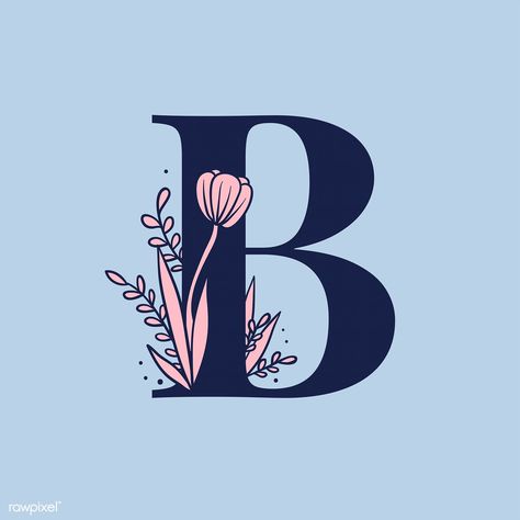 Botanical capital letter B vector | free image by rawpixel.com / Tvzsu Botanical Capital Letter, B Alphabet, Botanical Alphabet, Alphabet Typography, B Letter, Floral Alphabet, Letter B, Premium Vector, Alphabet