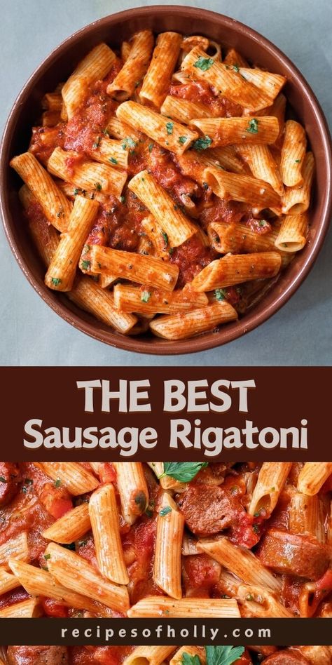 Sausage Rigatoni Sausage Rigatoni Pasta Recipes, Italian Sausage Rigatoni Pasta, Italian Chicken Sausage Rigatoni, Rigatoni And Italian Sausage Recipes, Mild Sausage Recipes Dinners, Mild Sausage Recipes, Pasta With Sausage Recipes, Sausage Rigatoni Pasta, Rigatoni Sausage