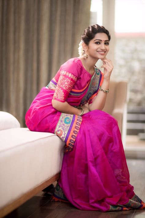 Actress in saree beautifully captured by Camera Senthil Nakshathra Nagesh, Bridal Outfit Ideas, Modern Saree, Indian Saree Blouses Designs, Bridal Outfit, Saree Blouse Patterns, Designer Saree Blouse Patterns, Indian Models, Stylish Sarees