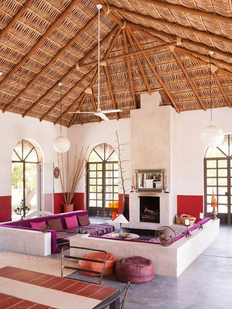 Hacienda los Olivos, Todos Santos, Mexico | vacation home rentals Bamboo House Design, Mud House, Mexico House, Indian Home Design, Kerala Houses, Kerala House Design, Bamboo House, Cob House, Hacienda Style