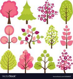 Trees Vector, Spring Trees, Tree Doodle, Spring Tree, Easy Doodle Art, Easy Doodles Drawings, Green Tree, Tree Drawing, Olive Tree