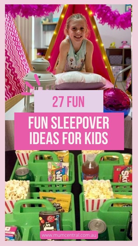 Sleepover Ideas For Kids, Slumber Party Foods, Slumber Party Activities, Girls Sleepover Party, Sleepover Birthday Party, Birthday Sleepover Ideas, Slumber Party Birthday, Girls Slumber Party, Kids Sleepover