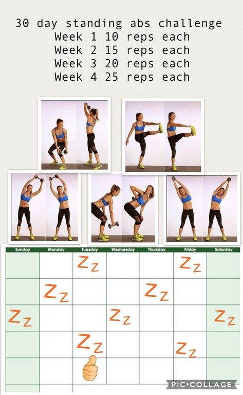 Standing Abs Challenge 30 Day, Stand Up Crunches, Standing Ab Challenge 30 Day, Lower Ab Workout Belly Pooch, Standing Ab Workout, 30 Day Ab Workout, Exercise Challenges, 6 Pack Abs Workout, Standing Workout