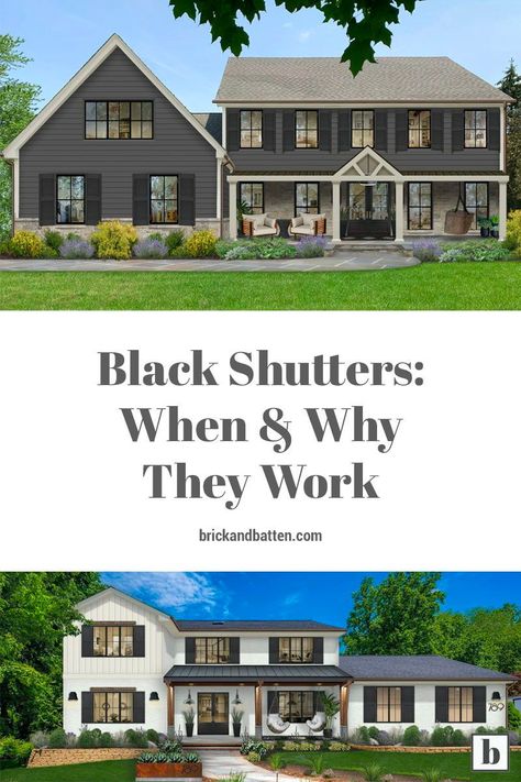 Dark Grey Shutters White House, Black Windows Exterior Tan Siding, Grey House With Shutters Exterior, Black Shutter Paint Color, Taupe Siding With Black Shutters, Dark Grey House With Wood Shutters, Taupe House Black Shutters, Exterior House Colors With Black Shutters, Modern House With Shutters