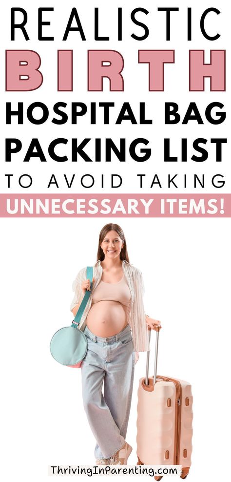 Labor moms, avoid stressing about what mom should pack for the hospital! Check out this realistic birth hospital bag packing lists for a smooth labor and delivery experience! This maternity hospital bag essentials checklist includes all the essentials you'll need to avoid overpacking unnecessary items. From mommy nursing clothes, snacks, newborn necessities to dad essentials, mom's hospital bag for delivery is all about keeping it simple and practical. Giving birth hospital bag packing lists. Hospital Bag For Delivery, Dad Hospital Bag, Birth Hospital Bag, Maternity Hospital Bag, Hospital Packing List, Baby Packing List, Hospital Bag List, Hospital Bag For Mom, Baby Hospital Bag Checklist