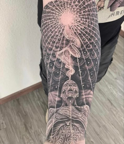 Dmt Tattoo, Alex Grey Tattoo, Consciousness Tattoo, Tatuaje Trash Polka, Alex Gray Art, Dmt Art, Tool Tattoo, White Tattoos, Sacred Geometry Tattoo