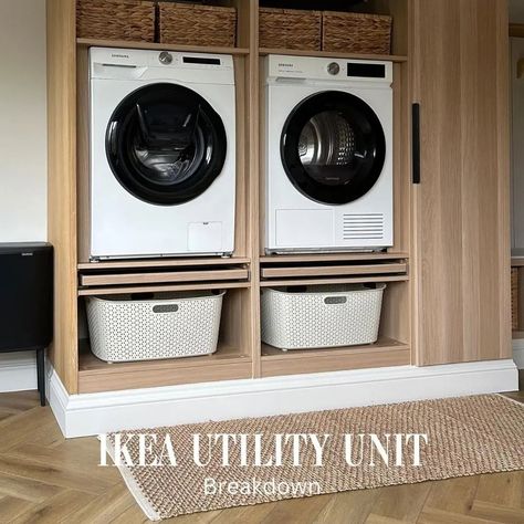 UTILITY • We couldn't wait to give this amazing utility room a space on the grid! @klk.interiors has completely smashed this utility room hack using IKEA Pax and provides a complete breakdown of how they achieved such an amazing space. A year on and the hack is looking 🔥 #ikeahack #ikeahome #ikeapax #paxhack #utility #utilityroom #utilityroomdecor #utilityroominspo #utilityroomideas Ikea Hacks Utility Room, Pax Utility Room, Utility Pantry, Ikea Pax Utility Room, Ikea Utility, Pax Laundry Room, Ikea Laundry Room Hack, Ikea Pax Laundry Room, Ikea Utility Room