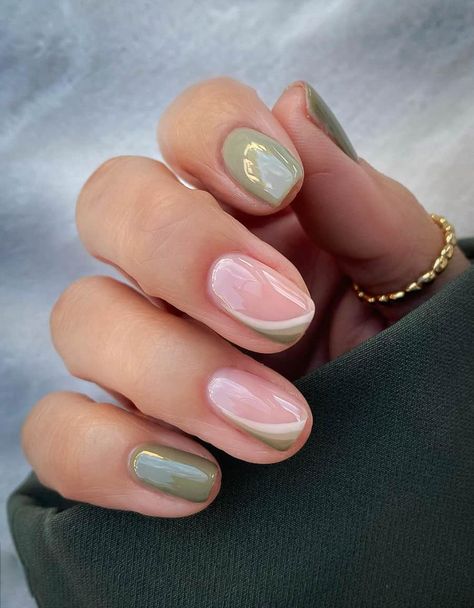 Love the sage green nails aesthetic? Check out this list of 17+ stunning sage nails and sage green nail designs. There's acrylic and natural nails, almond, coffin, square, and round. As well as shot, long, French tip, minimal, or unique design ideas with flowers, gold foil and more! Perfect nail ideas for for spring, summer, fall, or winter! Best Colours For Short Nails, Short Round Biab Nails, Short Nails Biab, Short Nail Colours, Colour French Nails, Natural Short Nail Designs, Nails Inspo Minimalist, Biab Nails Short, Biab Nails Inspiration