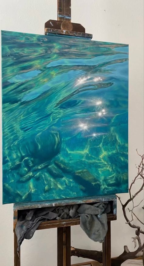 Water In Painting, Lake Water Painting, Clear Water Painting, Irina Cumberland, Painting Of Water, How To Paint Water, Liquid Painting, Water Artwork, Ocean Art Painting