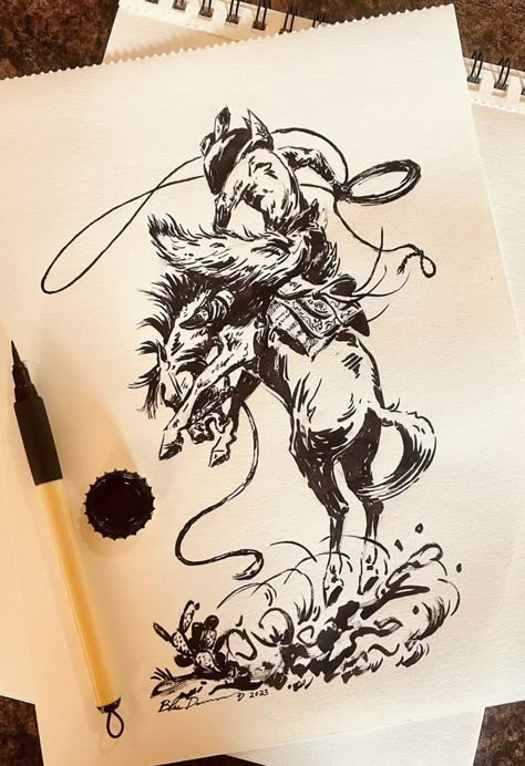 Bronco Horse Tattoo, Bronc Tattoo, Bucking Horse Tattoo, Rustler Hat Co, Cowgirl Bathroom, Cute Tattoos Ideas, What Should I Paint, Western Sleeve, Tat Sleeve