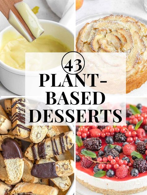 Wondering how to make a plant-based dessert? We've got you covered with these 45 sweet recipes including cakes, biscuits, custards, pies, tarts, pastries and more. Plant Based Treats, Plant Based Cake Recipes, Plant Based Deserts, Plant Based School Recipes, Plant Based Desserts Easy, Noom Desserts, Plant Based Bread, Wfpb Dessert, Cakes Fillings