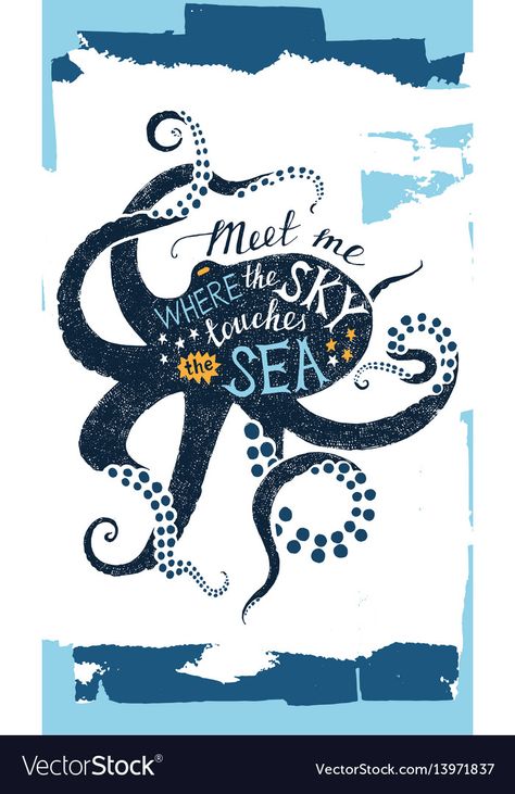 Octopus Silhouette, Wanderlust Quotes, Waves Vector, Lettering Inspiration, Octopus Tentacles, Find Quotes, Sky Sea, Sea Waves, Beach Theme