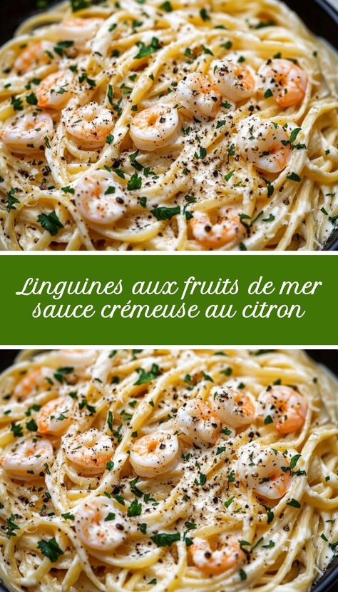 Linguines aux Fruits de Mer à la Crème de Citron

Ingrédients  
- 250 g de linguines  
- 300 g de fruits de mer mélangés (crevettes, moules, calamars)  
- 1 citron (jus et zeste)  
- 200 ml de crème fraîche  
- 2 cuillères à soupe d'huile d'olive  
- 1 gousse d'ail, émincée  
- Sel et poivre au goût  
- Persil frais, haché pour la garniture Sauce, Pasta, Fruit