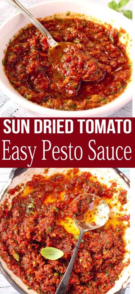 Sun Dried Tomato Pesto Sauce Sundried Tomato Recipes, Tomato Pesto Sauce, Veggie Society, Sun Dried Tomato Pesto, Pesto Sauce Recipe, Sundried Tomato Pesto, Sun Dried Tomato Sauce, Basil Pesto Recipes, Tomato Pesto