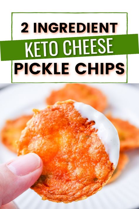 Keto Pickle Chips, Pickle Chips Recipe, Fried Pickle Chips, Low Carb Ranch Dressing, South Beach Recipes, Fried Pickles Recipe, Thm Snacks, Beach Recipes, Pickle Chips