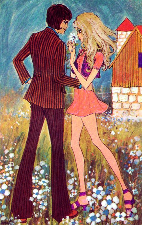 70s Couple, 60s Art, 70s Art, Power Couple, Vintage Illustrations, Hippie Art, Retro Illustration, 60s Fashion, Funky Art