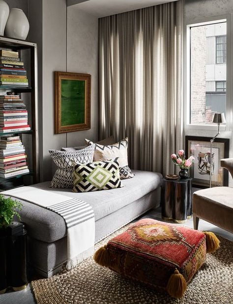 Soho Apartment, Manhattan Apartment, Vanguard Furniture, Design Salon, Curtain Designs, Design Living Room, Elle Decor, Reading Nook, Apartment Living