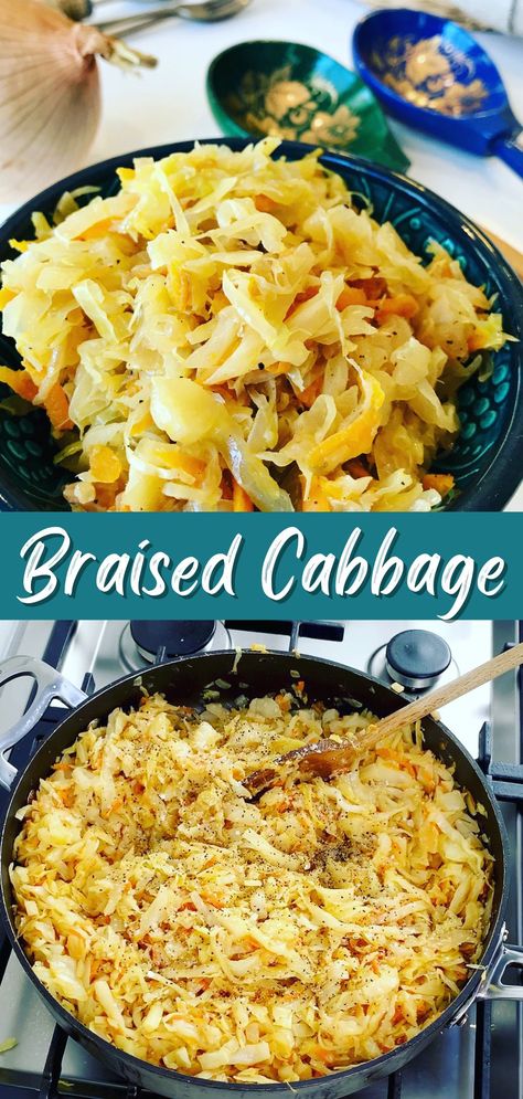 Butter Braised Cabbage Recipe Easter Cabbage Recipe, Southern Braised Cabbage, German Braised Cabbage, Buttered Cabbage Recipes, Butter Braised Cabbage, Butter Cabbage Recipes, Russian Side Dishes, Polish Cabbage Recipes, Broiled Cabbage