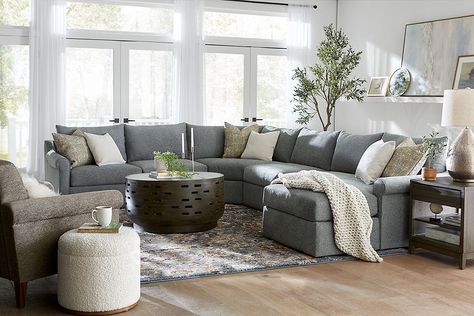 Alaina Cabin Couch, Gray Sectional Living Room, Dusty Coral, Sectional Living Room, Apartment Things, Grey Sectional, Room Design Modern, Living Room Layout, Dining Room Home Office