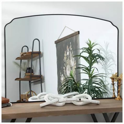 Large Black Metal Frame Mirror, Large Mirror Black Frame, Mirror For Half Bathroom, Large Mirror Over Buffet Dining Room, Mirror Above Table Entryway, Mirrors Side Of Fireplace, Mirror On Kitchen Wall, Entrance Table With Mirror, Black Entryway Mirror