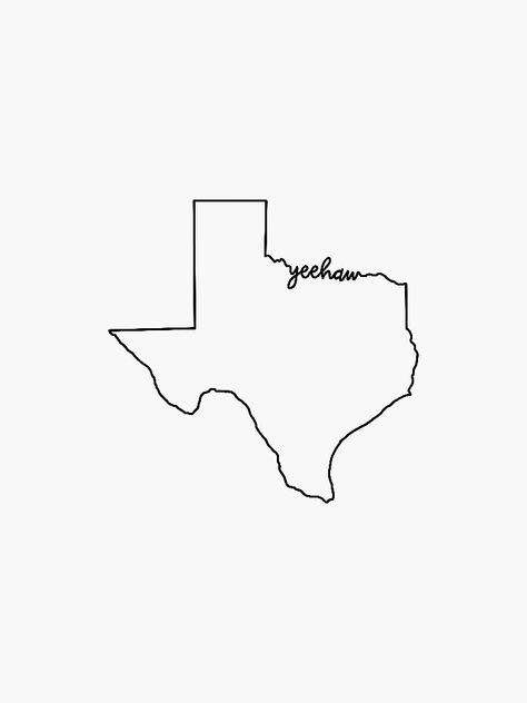 "Yeehaw Texas" Sticker by CoffeeReady | Redbubble Texas Ankle Tattoos For Women, Tattoo Texas Ideas, Texas Line Art, Subtle Texas Tattoos, Texas Fine Line Tattoo, Fine Line Texas Tattoo, Texas Themed Tattoos Women, Austin Texas Tattoo Ideas, Texas Drawing Ideas