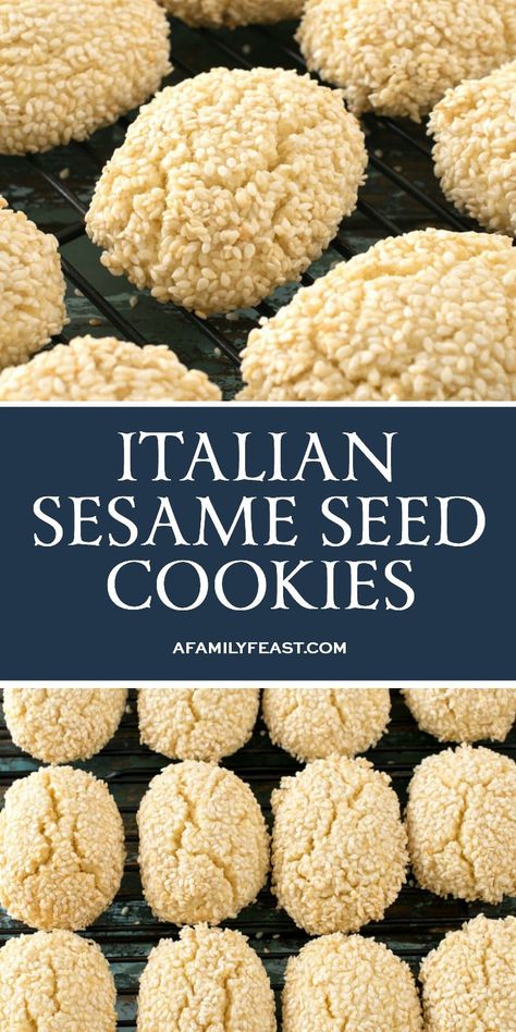 Italian Sesame Seed Cookies are the perfect sweet treat to serve with a cup of coffee or espresso. Italian Sesame Seed Cookies, Sesame Seed Cookies, Sesame Seeds Recipes, Cookies Italian, Seed Cookies, Sesame Cookies, Italian Sweets, Italian Christmas Cookies, Italian Cookie