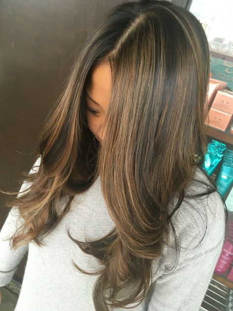 Root Smudge + Balayage Hair Inspo Color Dark, Smudge Root Brunette, Root Smudge Brunette, Root Smudge Balayage, Highlights With Root Smudge, Babylights Root Smudge, Smudge Root, Root Smudge, Blonde Hair With Roots