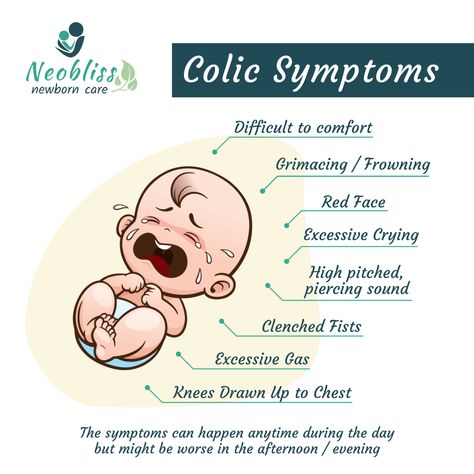 Colic is a condition when a healthy baby cries for a very long time for no obvious reason. Nothing that the parents do, appears to help. 

The image lists the 8 symptoms on how you can identify if your baby is having colic.

The symptoms can happen anytime during the day, but might be worse in the afternoon / evening.

To find out more about colic and what you can do to soothe and deal with a colicky baby consult your paediatrician or get in touch with us on WhatsApp 9185910 06857 Skin Healing Remedies, Excessive Gas, Colicky Baby, Colic Baby, Herbal Bath, Healthy Baby, Baby Crying, Newborn Care, Healthy Babies