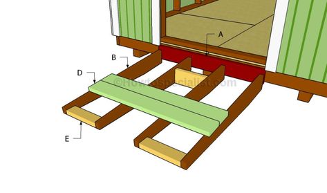 Building a shed ramp Storage Shed Ideas, Shed Ramp, Planning Life, How To Build Steps, Shed Designs, Build Your Own Shed, Shed Building, Build A Shed, Shed Organization