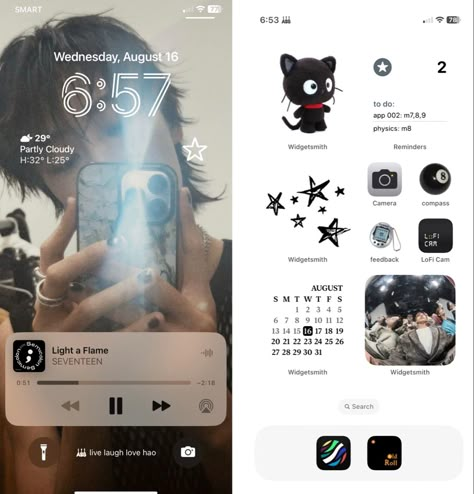 ios phonescreen & lockscreen layout <3 Seventeen Iphone Layout, Seventeen Ios Layout, Ios Lockscreen Ideas, Theme Phone Ideas, Lock Screen Layout, Ios 15 Ideas, Svt Lockscreen, Lockscreen Layout, New Cellphone