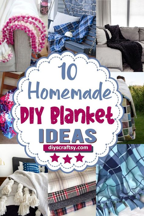 DIY Blanket Ideas Making Blankets No Sew, Diy Christmas Blanket, Diy Blanket Ideas, Blanket Ideas Sewing, Diy Tie Blanket, Blanket Diy Fleece, Tie Blanket Ideas, Hand Made Blankets, Easy Diy Blanket