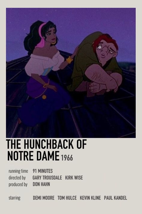 Hunchback Of Notre Dame Movie Poster, Disney The Hunchback Of Notre Dame, Hunchback Of Notre Dame Poster, Mary Kay Bergman, Old Cartoon Movies, Minimalistic Polaroid Poster, Nostalgic Movies, Jason Alexander, Movie Character Posters