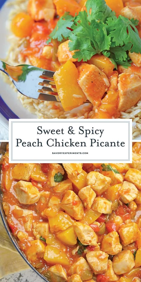 Peach And Meat Recipes, Peach Jam Chicken, Recipes With Peaches Dinner, Chicken Picante, Savory Peach Recipes, Peach Recipes Dinner, Chicken Lombardy Recipes, Peach Chicken, Recipe Using Chicken