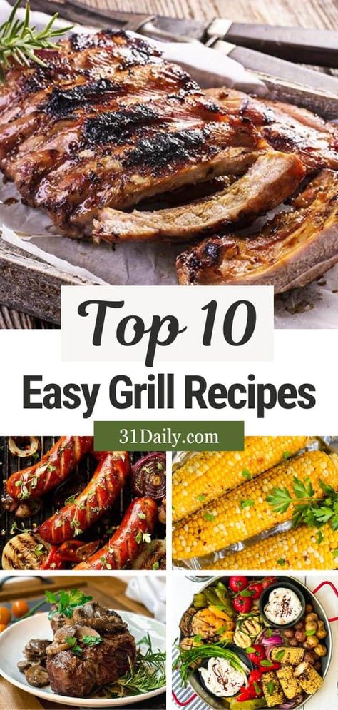 These easy grill recipes are perfect for days when the summer sun sizzles, you're entertaining, or when it's the big game and the grill is where it's at! Charcoal Recipes, Easy Grill Recipes, Delicious Grill Recipes, Easy Grill, Easy Bbq Recipes, Christmas Side Dish Recipes, 31 Daily, Grilled Foods, Pizza Chicken