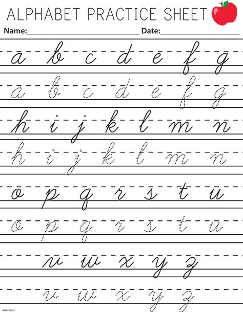 Cursive Alphabet: See Free Printable Cursive Worksheets Cursive Handwriting Sheets, Kindergarten Handwriting Practice, Cursive Small Letters, Cursive Practice Sheets, Preschool Handwriting, Cursive Letters Worksheet, Teaching Cursive Writing, Practice Cursive, Cursive Writing Practice