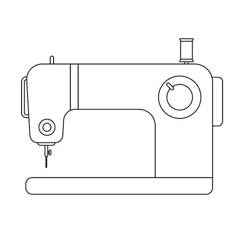 Sewing machine outline illustration on w... | Premium Vector #Freepik #vector #stich #costura #stitching #sewing-machine Sewing Machine Outline, Drawing Sewing Machine, Sewing Machine Drawing Art, Sewing Doodles, Sewing Machine Illustration, Sewing Machine Drawing, Machine Drawing, Sewing Machine Needle, Outline Illustration