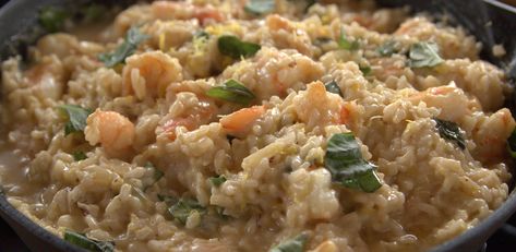 Lemon Basil Shrimp Risotto by Ree Drummond Filet Mignon Chorizo, Basil Shrimp, Shrimp Risotto, Ree Drummond Recipes, Pioneer Woman Ree Drummond, Rice Risotto, Salad Appetizer, Risotto Recipe, Food Network Canada