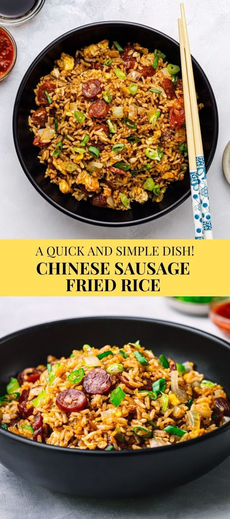 Sausage And Rice Stir Fry, Chinese Pork Sausage Recipes, Chinese Sausage Recipes Dinners, Chinese Sausage Recipes, Recipes With Chinese Sausage, Sausage Fried Rice, Quick Stir Fry Recipes, Chicken Sausage Recipes, Fried Rice Recipes