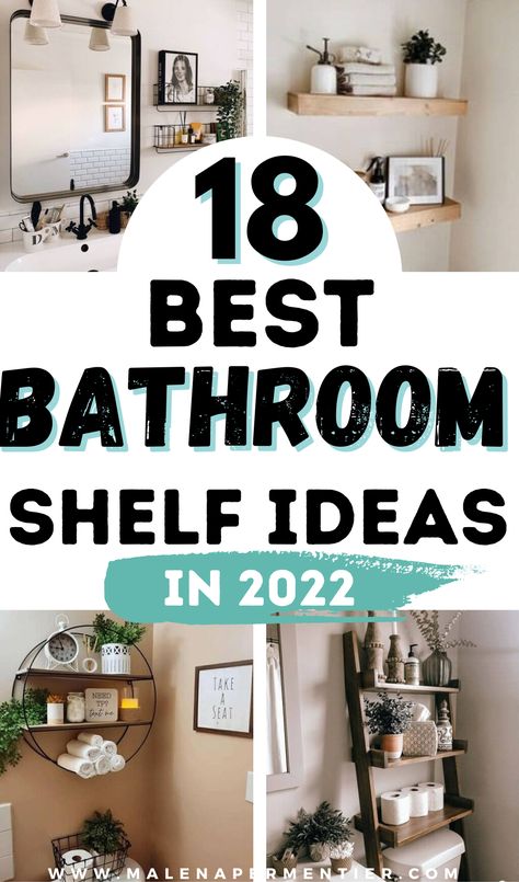 Bathroom Shelf Decor Ideas, Decorating Bathroom Shelves, Bathroom Declutter, Bathroom Shelf Ideas, Small Bathroom Shelves, Shelf Decor Ideas, Shelves Above Toilet, Above Toilet, Bathroom Shelves Over Toilet