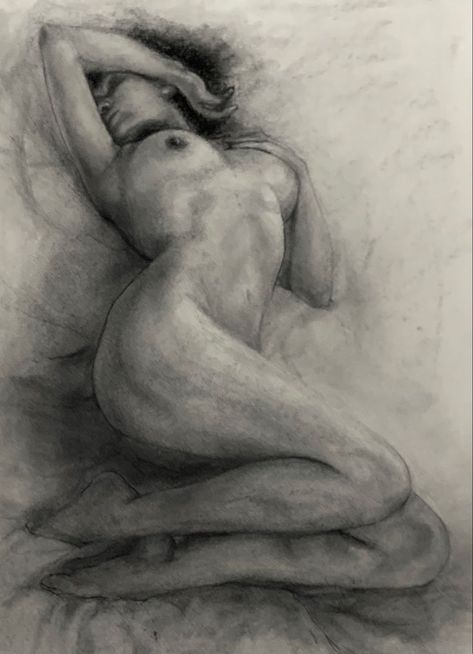 Hyper Realistic Drawing17 Charcoal drawing of a reclining figure, showcasing artful shading and fluid lines, expressing elegance and calmness. | Sky Rye Design Woman Life Drawing, Human Anatomy Study Drawing, Calm Art Drawing, Realistic Human Drawing Sketch, Nude Human Figure Reference, Sketch Women Body, Pencil Nude Sketch Art, Body Laying Down Reference, Woman Body Sketch Realistic