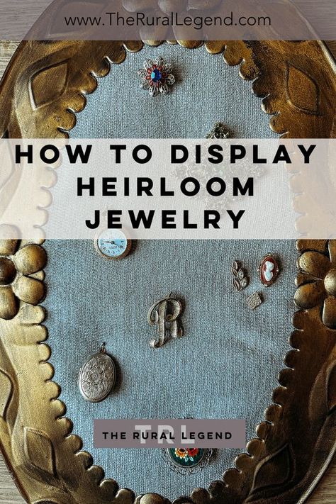 Display Old Jewelry, Vintage Earring Display, Vintage Jewelry Upcycle, Displaying Vintage Jewelry, Display Vintage Jewelry, Vintage Jewelry Booth, Brooch Display Ideas Diy, Displaying Family Heirlooms, Heirloom Display Ideas