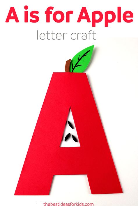 A fun and easy way to learn about the Letter A! Make this A is for Apple Letter Craft.  via @bestideaskids Apple Letters, Preschool Letter Crafts, Alphabet Crafts Preschool, Abc Crafts, Alphabet Letter Crafts, Apple Preschool, Letter Craft, A Is For Apple, Preschool Letter