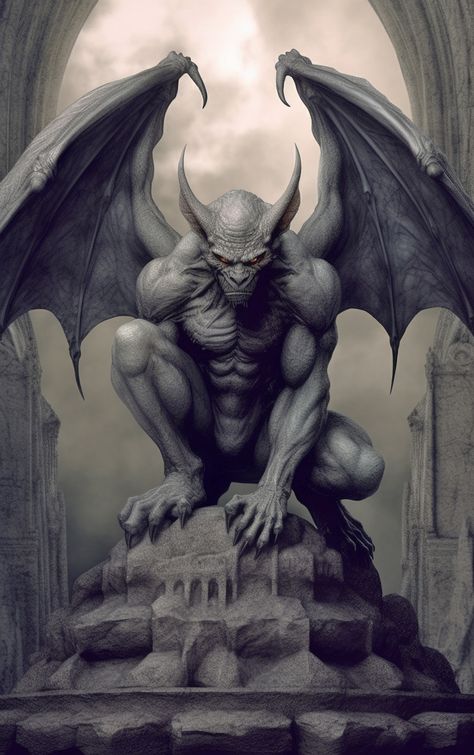 Gargoyle Drawing, Gargoyles Characters, Gargoyles Art, Gargoyle Tattoo, Gothic Gargoyles, Bd Art, Ange Demon, Gothic Fantasy Art, Occult Art