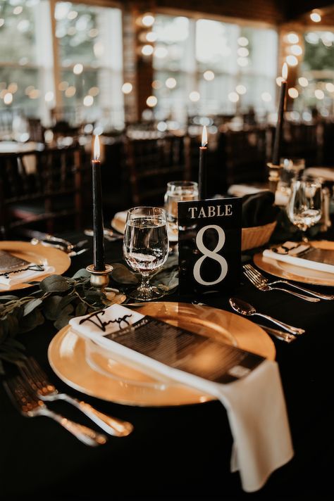 Photo Credit: Somertime Visuals
Florals: Lafayette Florist Black Table Cloth Wedding, Black Tie Affair Wedding, Fall Wedding Tablescapes, Black Wedding Table, Wedding Guest Table, Black Tablecloth, Wedding Tablecloths, Tablescape Inspiration, Wedding Tablescape