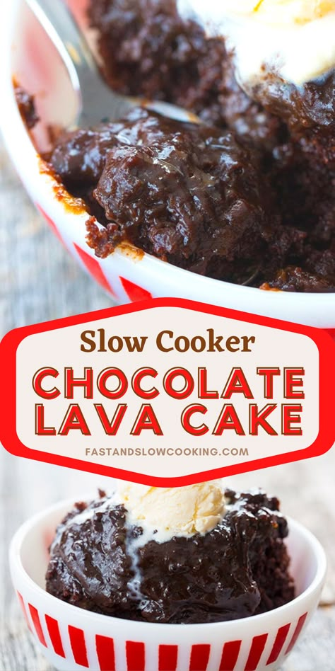 Lava Cake Recipe Crock Pot, Slow Cooker Lava Cake, Crockpot Chocolate Lava Cake, Party Food Crockpot, Slow Cooker Chocolate Lava Cake, Crockpot Lava Cake, Desserts Crockpot, Instant Pot Eggs, Crockpot Chocolate