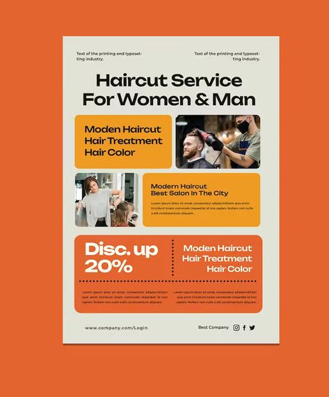 Haircut Service Flyers Template PSD A4 Advertisement Design, Printed Newsletter Design, Flyer Design Corporate, Info Flyer Design, Advertisement Design Ideas, Flyer Template Design Layout, Service Poster Design, A5 Flyer Design, Flyer Creative Design