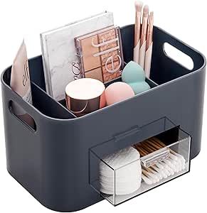 Under Sink Makeup Organization, Makeup Cart Organizer, Nail Supply Organization Ideas, Divided Bathroom, Vanity Drawer Organization, Makeup Storage Cart, Bathroom Drawer Organizer, Bathroom Countertop Organization, Bathroom Organizer Storage