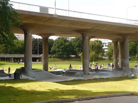 skate under bridge 02 | 2012.07 Cityscapes from Stockholm | Flickr Urban Spaces Design, Under A Bridge, Under Bridge, Public Space Design, Under The Bridge, Landscape Architecture Design, Bridge Design, Urban Architecture, Street Design